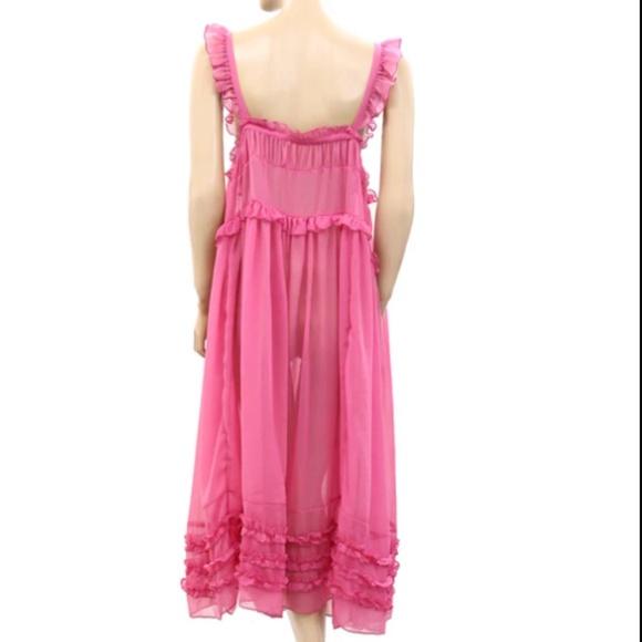 FP Intimatley Fly Me to The Moon Sheer Midi Slip Dress Medium M Med Pink - Picture 5 of 9